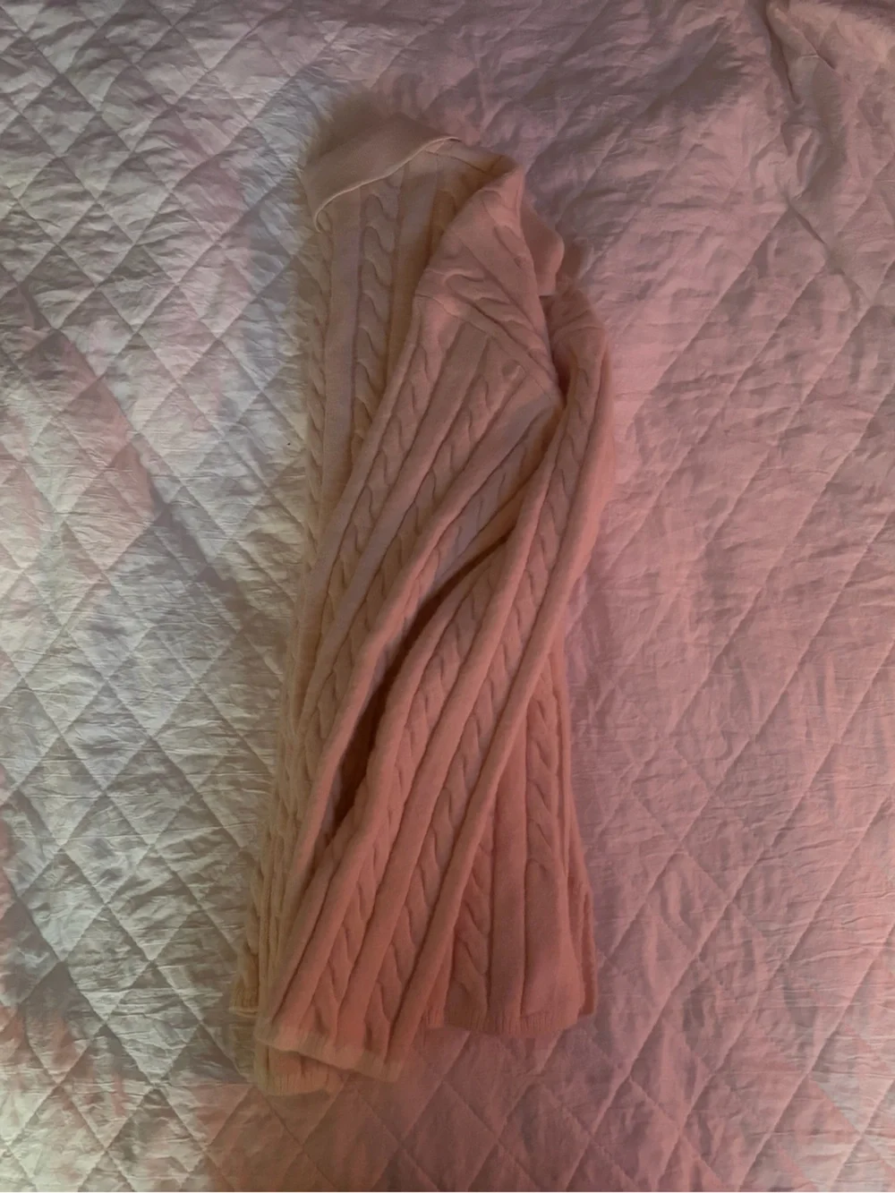 Banana Republic Pink Cable-Knit V-Neck Sweater with Collar